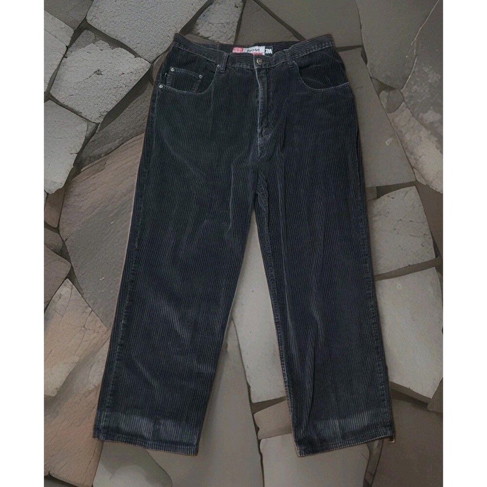 Vintage 90s/Y2K Bugle Boy Baggy Corduroy Pants Grey 36x30